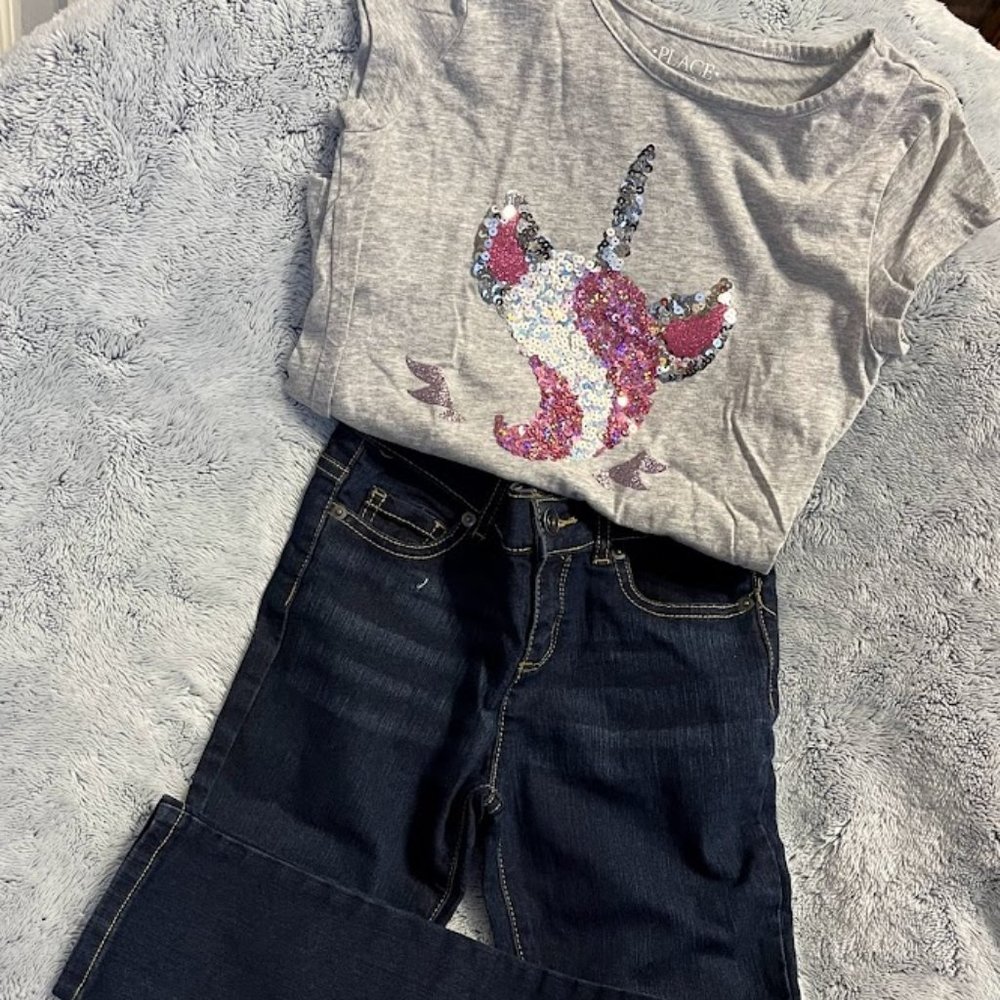 Girls Children's Place Outfit size 7/8 shirt, size 8 jeans